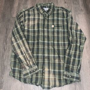 Carhartt Men's Olive Plaid Button Down Shirt